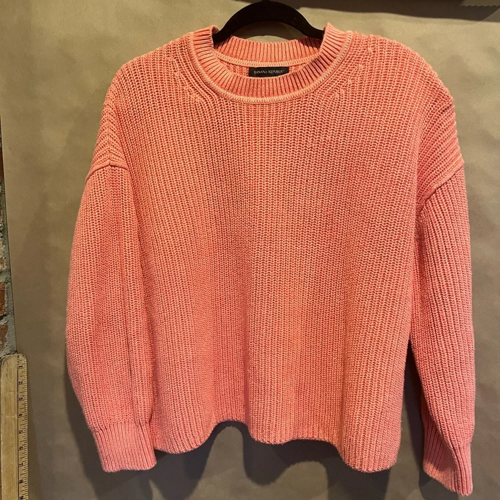 Banana Republic Sweater XS Coral Crew neck Cotton 80's Y2K Minimalist Capsule - Picture 2 of 9